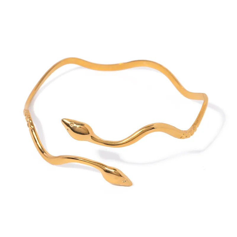 Gold Ouroboros Twins Bangle